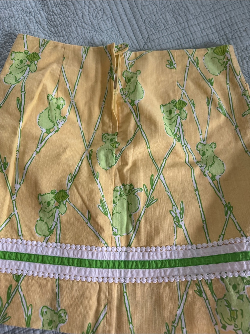 Lilly Pulitzer Yellow Green Koala Print Cotton Skirt - Picture 6 of 8